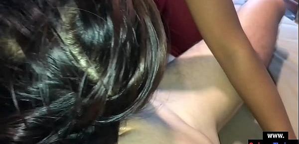  Amateur Thai girlfriend teen loves to suck his big cock
